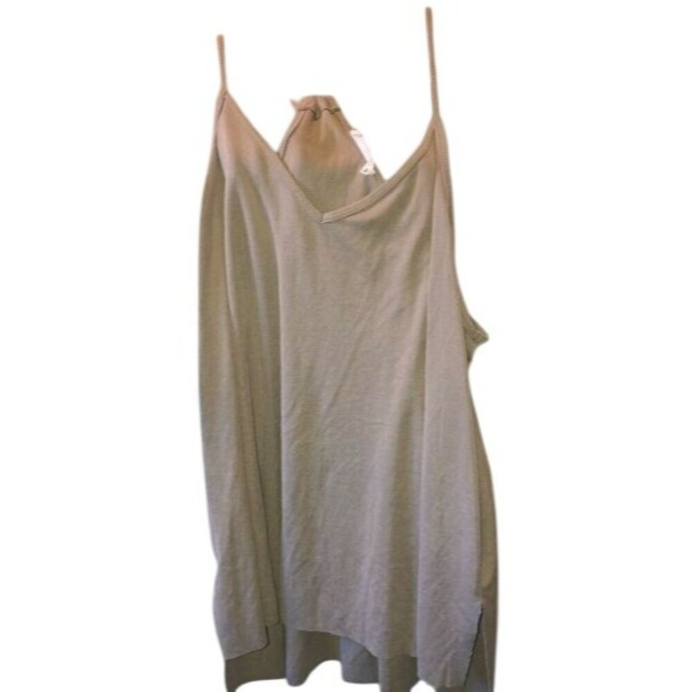 Double Zero Womens Beige Sleeveless Drape Top With Unique Back Design